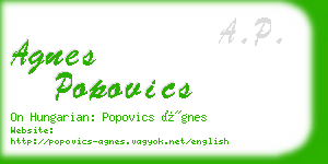 agnes popovics business card